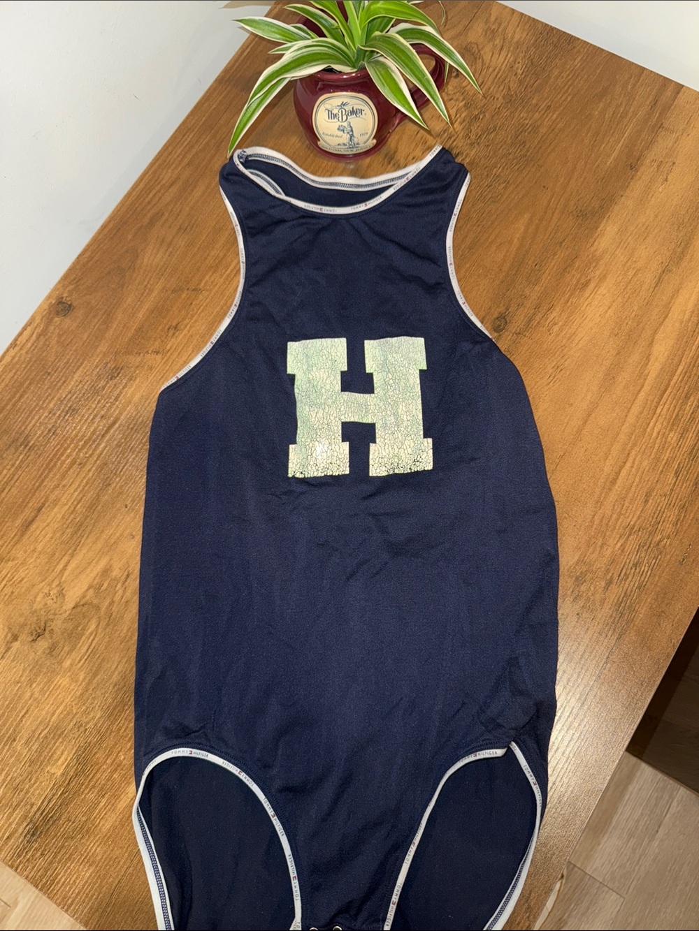 Tommy Hilfiger Navy Bodysuit with White Trim